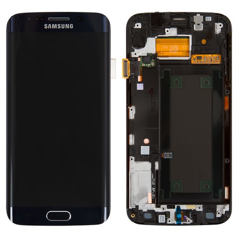 Дисплей для Samsung G925F Galaxy S6 EDGE, синій, з рамкою, Original, сервісне опаковання, #GH97 17162A GH97 17317A GH97 17334A