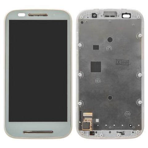 Дисплей для Motorola XT1021 Moto E, XT1022 Moto E, XT1025 Moto E, білий, з рамкою, Original PRC 