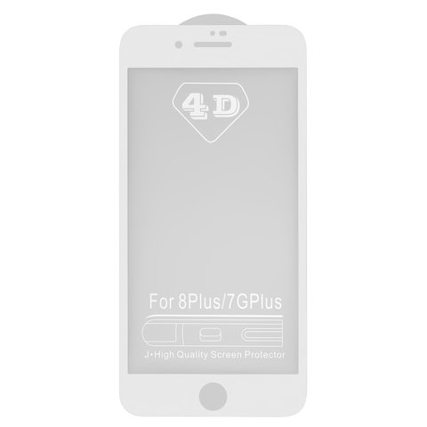 Захисне скло All Spares для Apple iPhone 8 Plus, 0,26 мм 9H, 5D Full Glue, білий, шар клею нанесений по всій поверхні