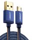 USB кабель UGREEN, USB тип-A, micro-USB тип-B, 100 см, 2 A, синій, denim, #6957303843978