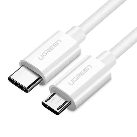USB кабель UGREEN, USB тип C, micro USB тип B, 150 см, білий, #6957303844197