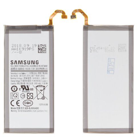 Акумулятор EB BJ800ABE для Samsung A600 Dual Galaxy A6 2018 , J600 Galaxy J6, Li ion, 3,85 B, 3000 мАг, Original PRC 