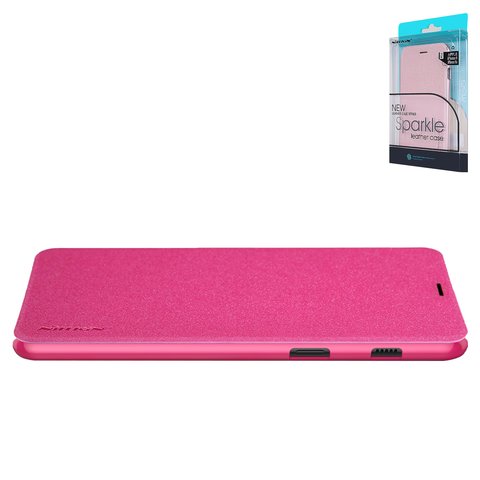 Чохол Nillkin Sparkle laser case для Samsung A730 Galaxy A8+ 2018 , рожевий, книжка, пластик, PU шкіра, #6902048152786