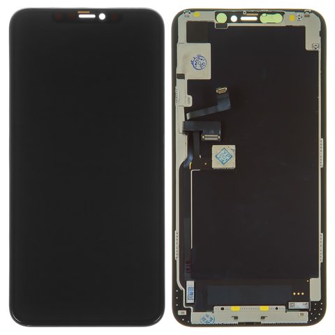 Дисплей для iPhone 11 Pro Max, чорний, з рамкою, Оригінал переклеєне скло 