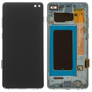 Дисплей для Samsung G975 Galaxy S10 Plus, сріблястий, з рамкою, Оригінал переклеєне скло , prism silver