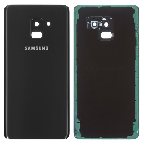 Задня панель корпуса для Samsung A730F Galaxy A8+ 2018 , чорна, із склом камери