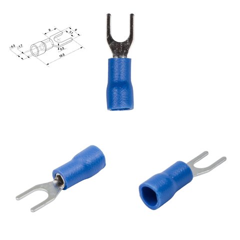 Наконечник SV1.25 3.5, 0,5 1,5 мм², 3,5 мм, вилковий, з частковою ізоляцією, синій, 10 шт.