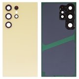 Задняя панель корпуса для Samsung S928 Galaxy S24 Ultra, желтая, со стеклом камеры, titanium yellow