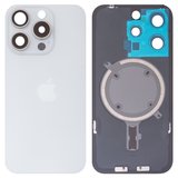 Задня панель корпуса для iPhone 15 Pro, біла, із склом камери, High Copy