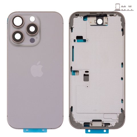 Корпус для iPhone 16 Pro, сірий, з тримачем SIM карти, з боковими кнопками, Original PRC , EU Version, natural titanium