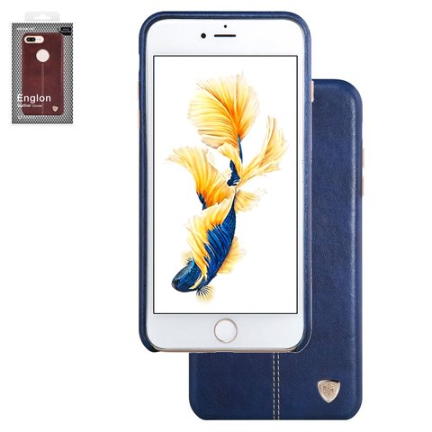 Funda Nillkin Englon Leather Cover puede usarse con iPhone 8 Plus, azul, con orificio para logotipo, plástico, cuero PU, #6902048147867