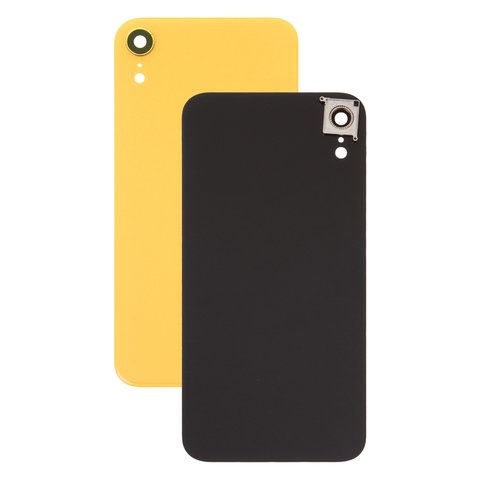 Housing Back Cover compatible with iPhone XR, yellow, with camera lens, small hole 