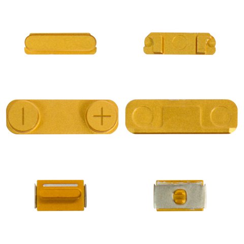 Cubierta de tecla lateral de carcasa puede usarse con Apple iPhone 5, juego completo, dorado