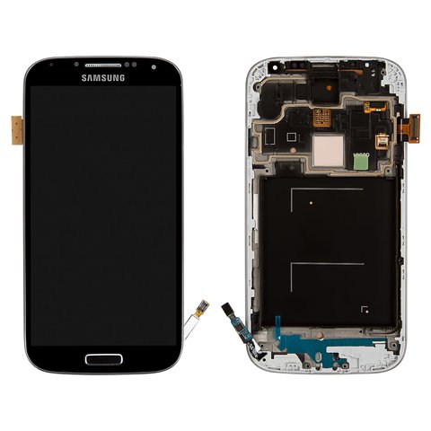 LCD compatible with Samsung I9500 Galaxy S4, black, with frame, original change glass 