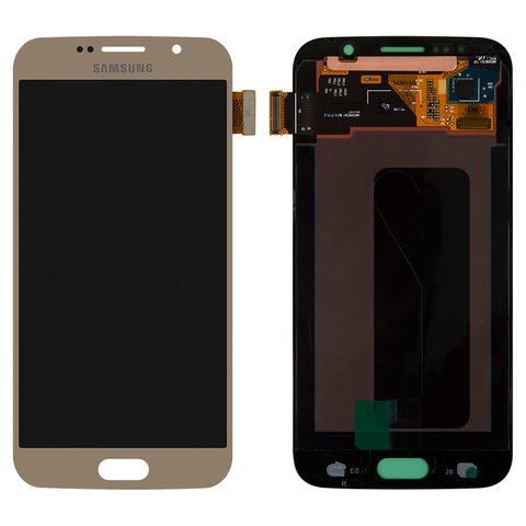 Pantalla LCD puede usarse con Samsung G920 Galaxy S6, dorado, sin marco, original vidrio reemplazado 