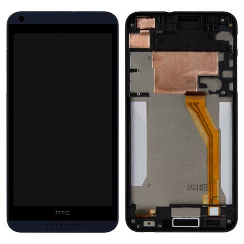 LCD compatible with HTC Desire 816, dark blue, with yellow cable 