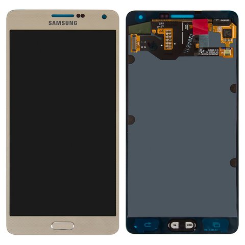 LCD compatible with Samsung A700 Galaxy A7, golden, without frame, original change glass 