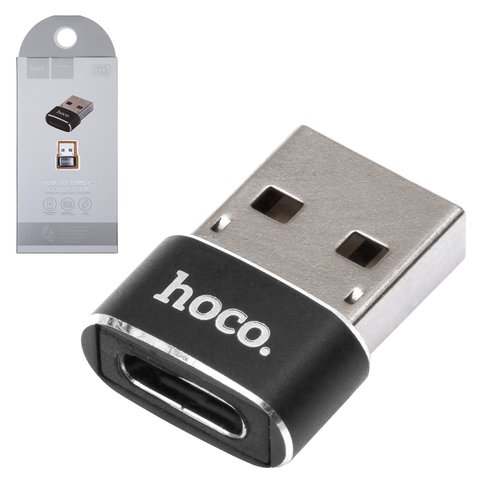 Adaptador Hoco UA6, USB tipo A, USB tipo C, negro