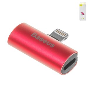 Adapter Baseus L46, Lightning to Dual Lightning 2 in1, doesn't support microphone , Lightning, red, 2 A  #CAL46 91