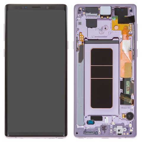 LCD compatible with Samsung N960 Galaxy Note 9, purple, with frame, Original, service pack, lavender Purple, original glass  #GH97 22269E