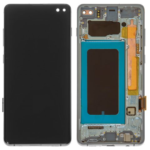 LCD compatible with Samsung G975 Galaxy S10 Plus, green, with frame, original change glass 