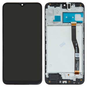 Pantalla LCD puede usarse con Samsung M205 Galaxy M20, negro, con marco, original vidrio reemplazado 