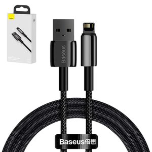 Cable USB Baseus Tungsten Gold, USB tipo A, Lightning, 100 cm, 2.4 A, negro, #CALWJ 01