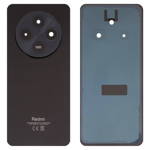 Panel trasero de carcasa puede usarse con Xiaomi Redmi 14C 4G, negra, con vidrio de cámara, midnight black