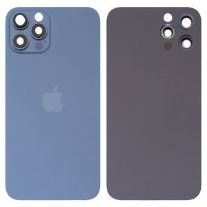 Panel trasero de carcasa puede usarse con iPhone 12 Pro, azul, con vidrio de cámara, small hole