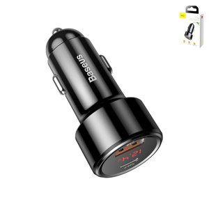 Автомобильное зарядное устройство Baseus Magic C20C, черное, Quick Charge, с дисплеем, 45 Вт, #CCMLC20C 01
