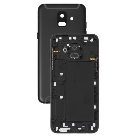 Housing Back Cover compatible with Samsung A600F Dual Galaxy A6 2018 , black, with side button, with camera lens 