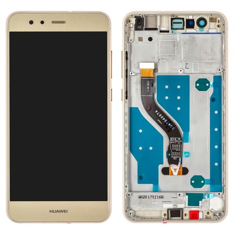 LCD compatible with Huawei P10 Lite, golden, with frame, Original PRC , WAS L21 WAS LX1 WAS LX1A 