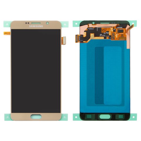 LCD compatible with Samsung N9200 Galaxy Note 5, N920C Galaxy Note 5, N920F Galaxy Note 5, golden, without frame, original change glass 