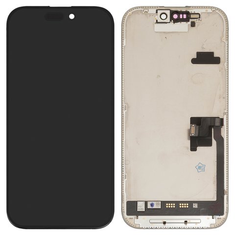 LCD compatible with iPhone 16 Pro, black, with frame, change glass 