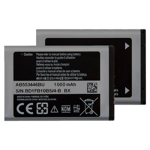 Batería AB553446BU puede usarse con Samsung C5212, Li ion, 3.7 V, 1000 mAh, Original PRC 