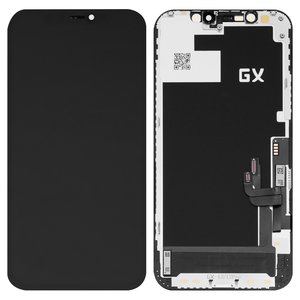 Pantalla LCD puede usarse con iPhone 12, iPhone 12 Pro, negro, con marco, HC, OLED , GX OEM hard