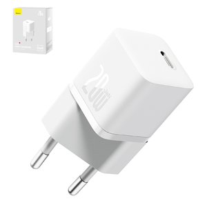 Adaptador de red Baseus GaN5 mini, 20 W, Fast Charge, blanco, 1 puerto, #CCGN050102