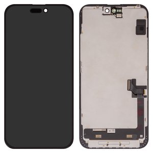 Pantalla LCD puede usarse con iPhone 15 Plus, negro, con marco, vidrio reemplazado