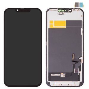 Pantalla LCD puede usarse con iPhone 13, negro, con marco, HC, sin microchip, OLED , SL OEM hard