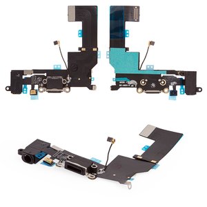 Шлейф для iPhone SE, конектора зарядки, чорний