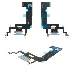 Шлейф для iPhone XR, конектора зарядки, білий, з мікрофоном, High Copy