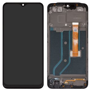 Дисплей для Oppo A12, чорний, з рамкою, High Copy, з жовтим шлейфом, CPH2083, CPH2077