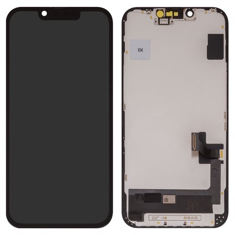 Дисплей для iPhone 14, чорний, з рамкою, High Copy, OLED , GX OEM hard