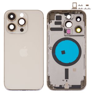 Корпус для iPhone 14 Pro, золотистый, с держателем SIM карты, с боковыми кнопками, Original PRC , EU Version, gold