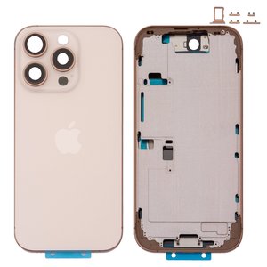Корпус для iPhone 16 Pro, золотистый, с держателем SIM карты, с боковыми кнопками, Original PRC , EU Version, desert titanium