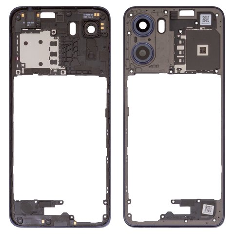Средняя часть корпуса для Motorola Moto G05, черная, со стеклом камеры